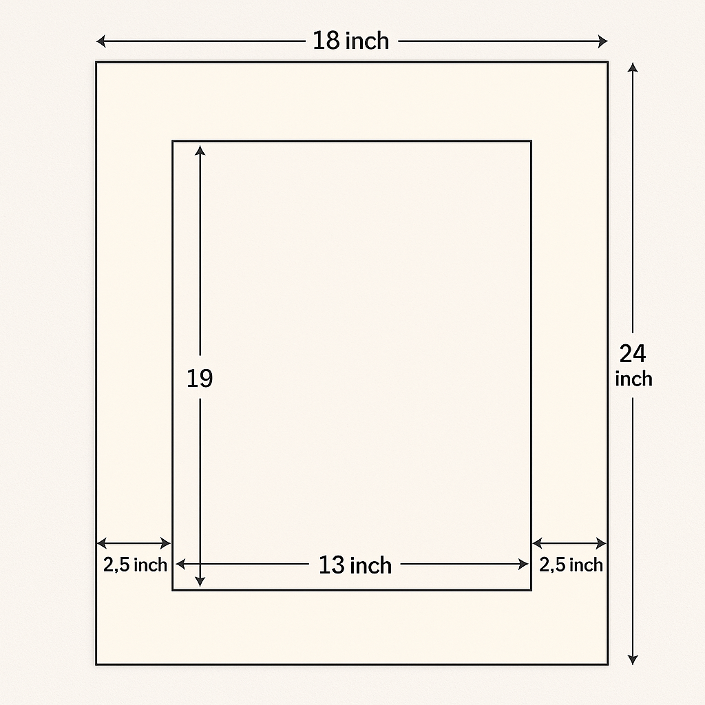 2.5 inch photo mat for a 13x19 frame into a 18-24 inch frame